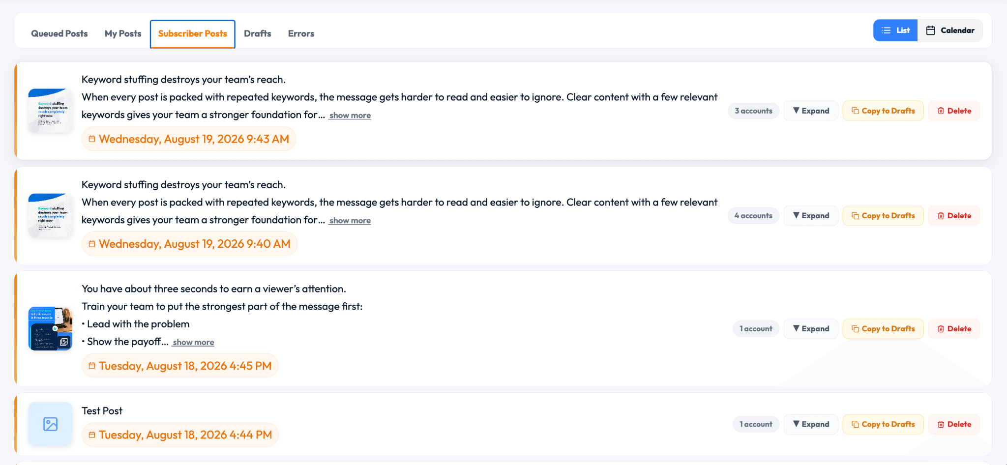 Affiliate ready-to-share social content feed